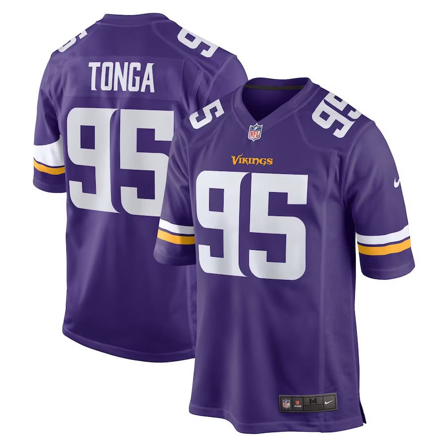 Men Minnesota Vikings #95 Khyiris Tonga Nike Purple Home Game Player NFL Jersey